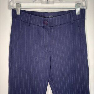 BETABRAND XS Blue Pinstripe Pullon Stretch Trouser Faux Pockets
